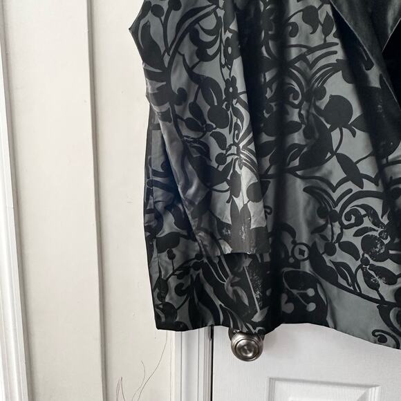 Shamask Bergdorf Goodman Silk Black Velvet Swirl Evening Boxy Blazer Coat 2 - Picture 4 of 12